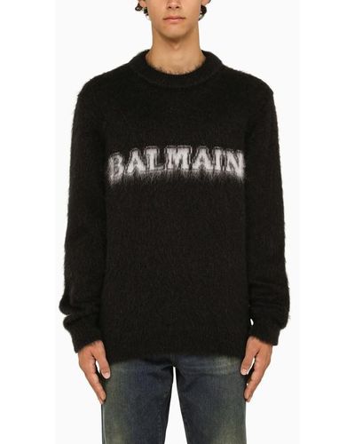 Balmain Black Mohair Crew Neck Sweater