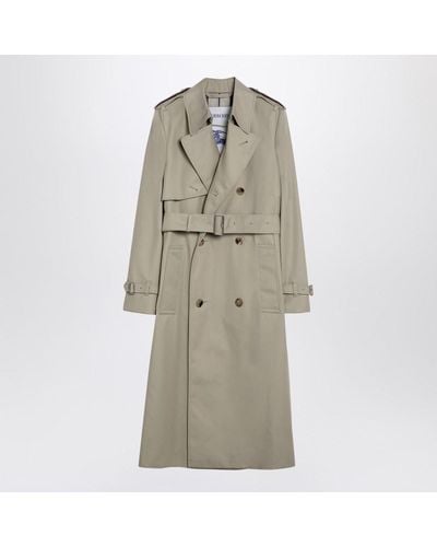 Burberry Double-Breasted Trench Coat With Greige Belt - Natural