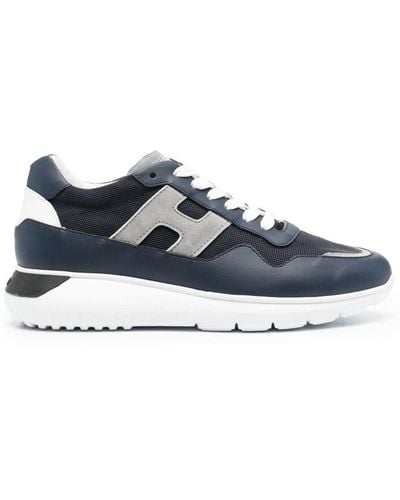 Hogan Paneled Lace-Up Sneakers - Blue