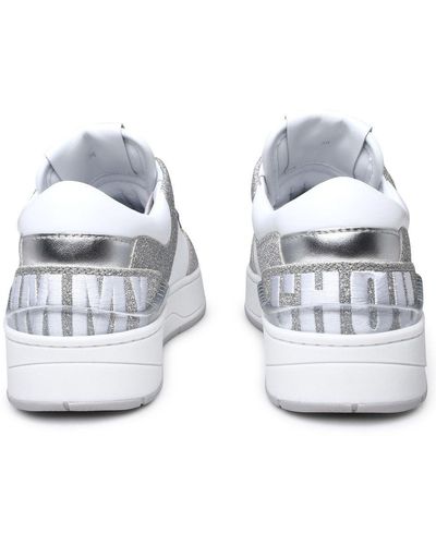 Jimmy Choo Florent/f Leather & Glitter Sneaker - White