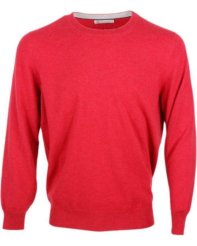 Brunello Cucinelli Long-Sleeved Crew-Neck Sweater - Red