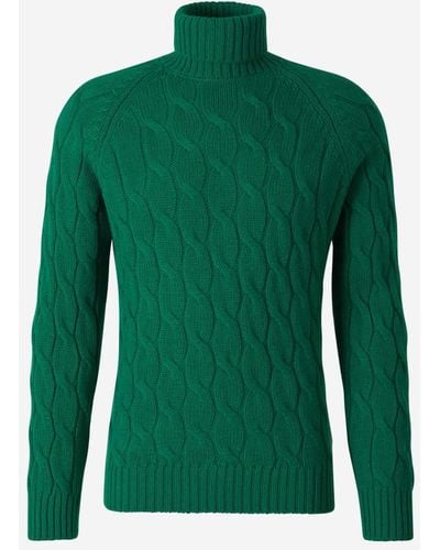 Gran Sasso Wool Braided Sweater - Green