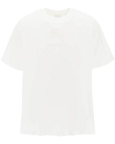 Burberry Tempah T Shirt With Embroidered Ekd - White