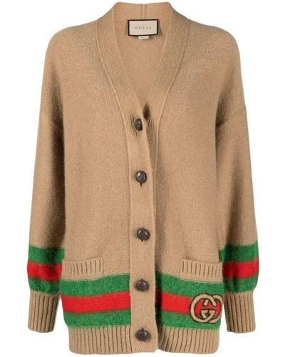 Gucci Web Detail Wool Cardigan - Green