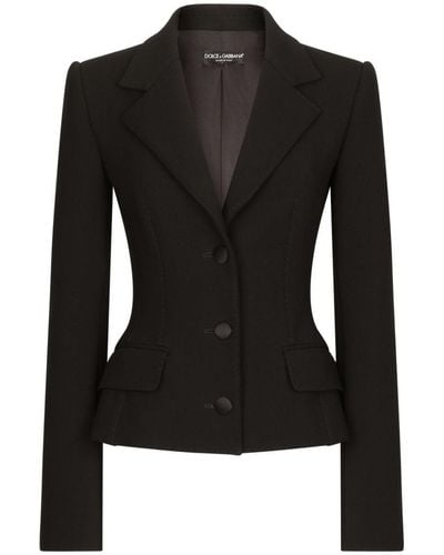 Dolce & Gabbana Wool Single-breasted Blazer Jacket - Black