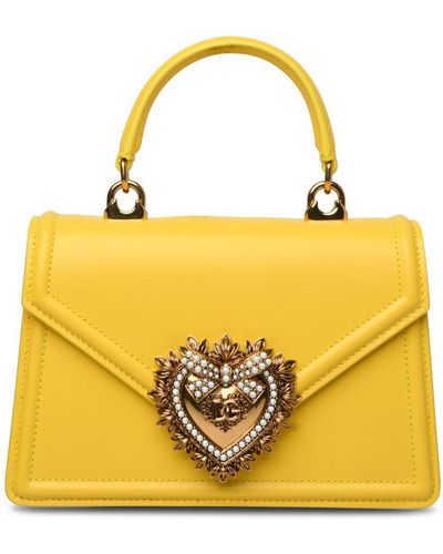 Dolce & Gabbana Small 'devotion' Yellow Leather Bag