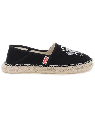 KENZO Canvas Espadrilles With Logo Embroidery - Black