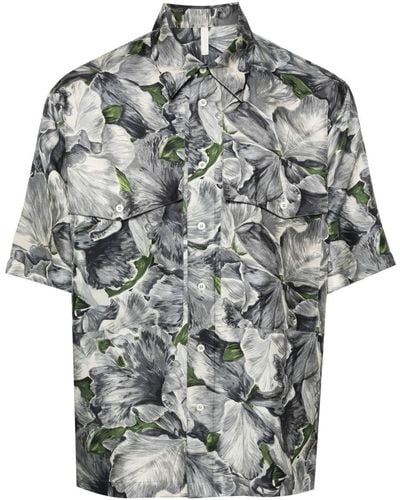 sunflower Silk Shirt Ss Aop - Gray