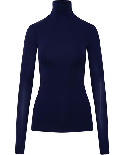 Sportmax Blue Polyamide Turtleneck Sweater