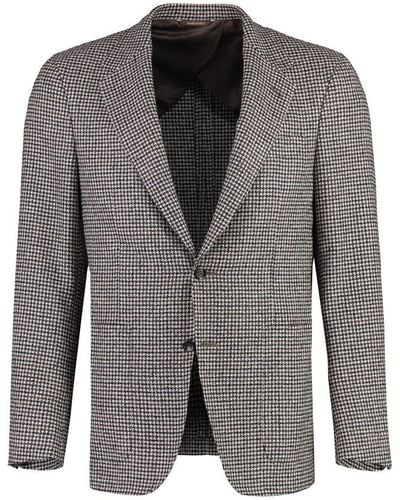 Canali Houndstooth Wool Blazer - Grey