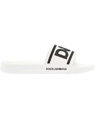 Dolce & Gabbana White Pool Slide In Rubber With Embossed Logo Dolce& Gabbana Man