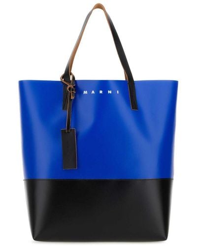 Marni Two-tone Pvc Tribeca Shopping Bag - Blue