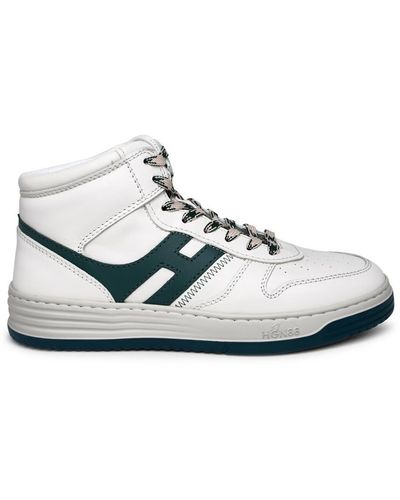 Hogan White Leather Sneakers - Metallic