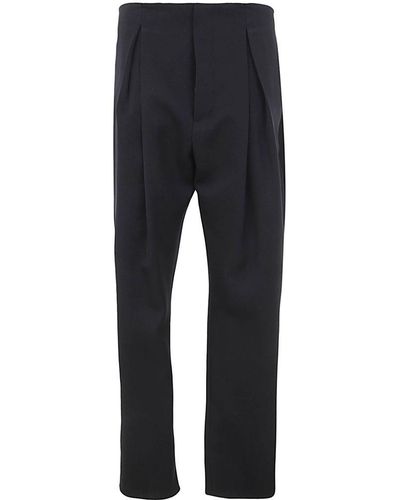 SAPIO Wool Trousers Loose Fit Clothing - Blue