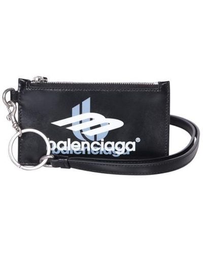 Balenciaga Logo-print Leather Cardholder With Lanyard - White