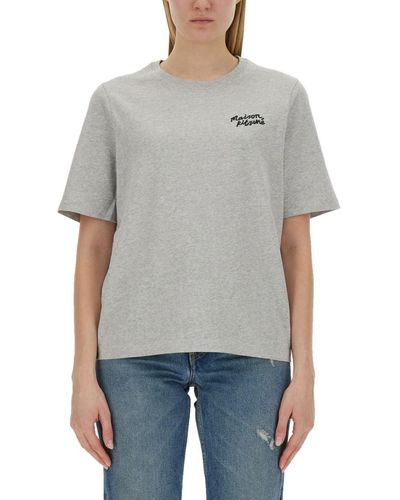 Maison Kitsuné T-Shirt With Logo - Grey