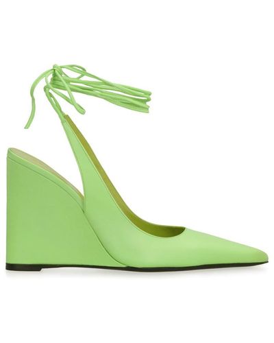 BY FAR Vaughn Leather Pointy-toe Slingback - Green