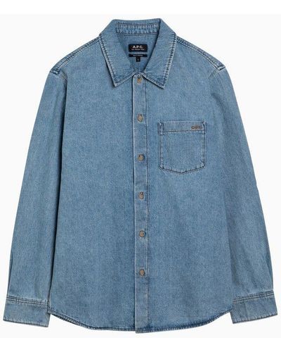A.P.C. Denim Shirt With Embroidery - Blue