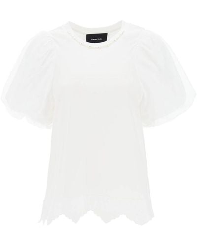 Simone Rocha Puff Sleeve A Line T Shirt - White