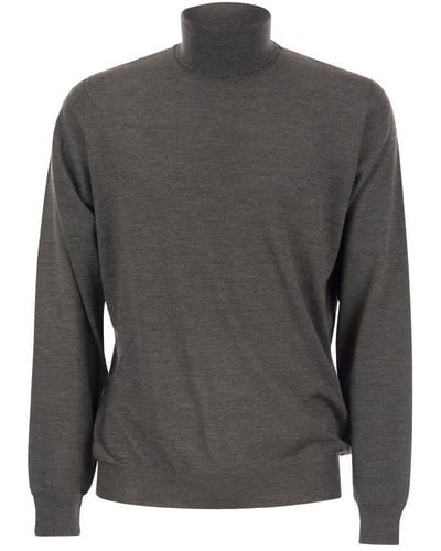 Fedeli Turtleneck Sweater In Virgin Wool - Gray