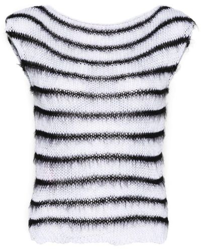 Marni Open-knit Striped Top - White