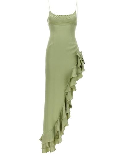 Alessandra Rich Dress Long Ruffles Bow Dresses - Green