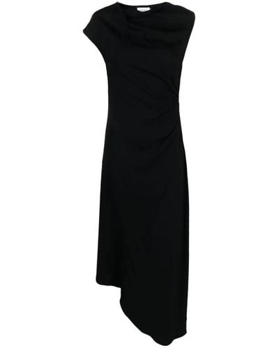 Calvin Klein Stretch Crepe Draped Midi Dress - Black