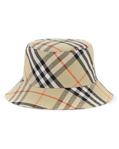 Burberry Ered Cotton Blend Bucket Hat With Nine Words - Metallic