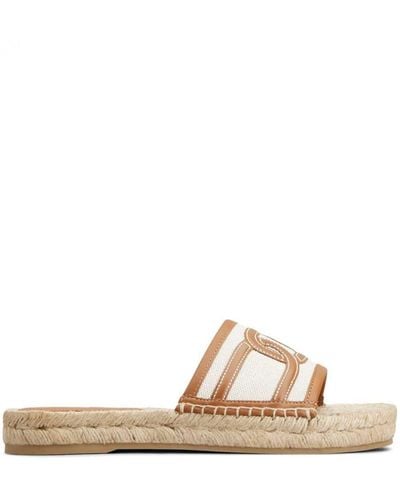Tod's Raffia Slippers Shoes - Natural