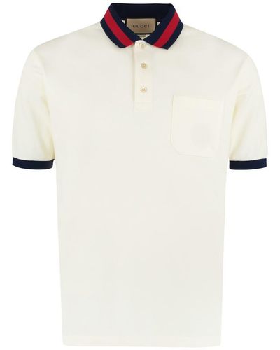 Gucci Web Collar Polo Shirt - White