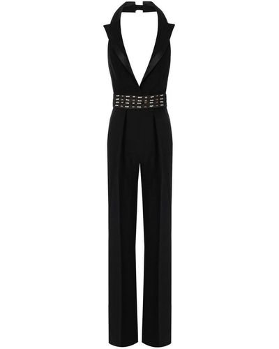 Elisabetta Franchi Black Jumpsuit With Pearls