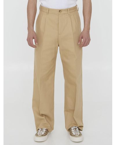 Gucci Beige Cotton Trousers - Natural