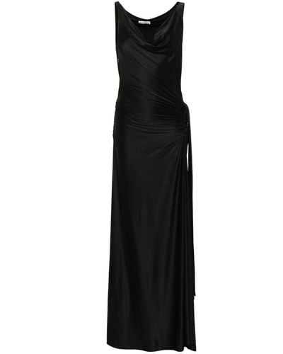 Rabanne Long Stretch Viscose Dress With Ruching - Black