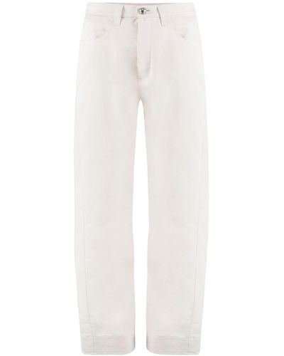 Jil Sander Cotton-linen Pants - White
