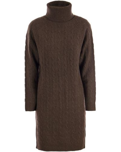 Polo Ralph Lauren Wool And Cashmere Turtleneck Dress - Brown