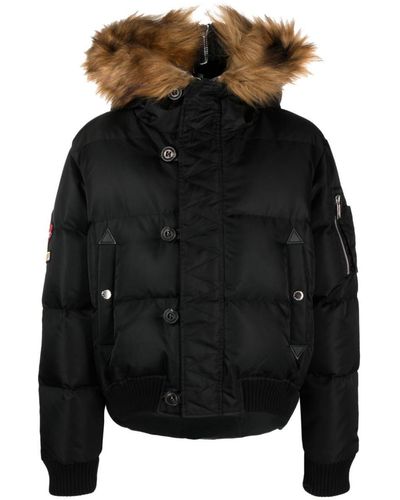 DSquared² Logo-patch Hooded Down Jacket - Black