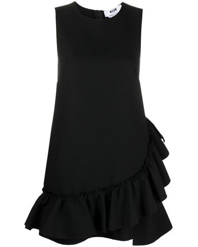 MSGM Ruffled Sleeveless Minidress - Black