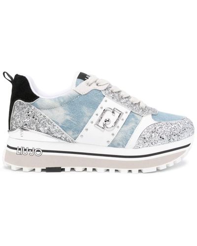 Liu Jo Trainers With Glitter And Logo Patch - White