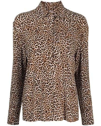 Norma Kamali Leopard-print Long-sleeve Shirt - Brown