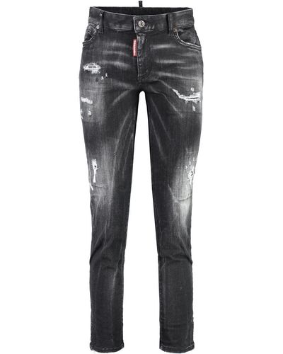 DSquared² twiggy Stretch Cotton Cropped Jeans - Grey