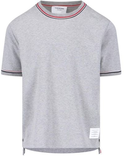 Thom Browne Tricolor Detail T-shirt - Grey