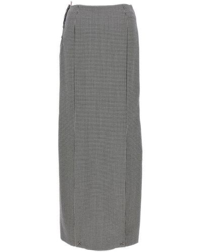 Thom Browne Pied De Poule Long Skirt - Grey