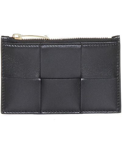 Bottega Veneta Intrecciato Leather Card Holder - Gray