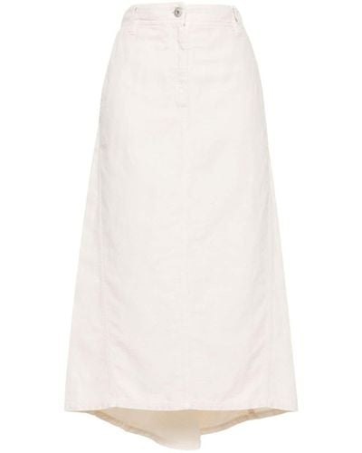 Brunello Cucinelli Asymmetric Denim Midi Skirt - White