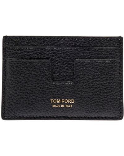 Tom Ford T Line Leather Credit Card Case - Black