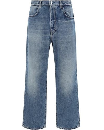 Givenchy Light Straight Jeans With Logo Plaque - Blue