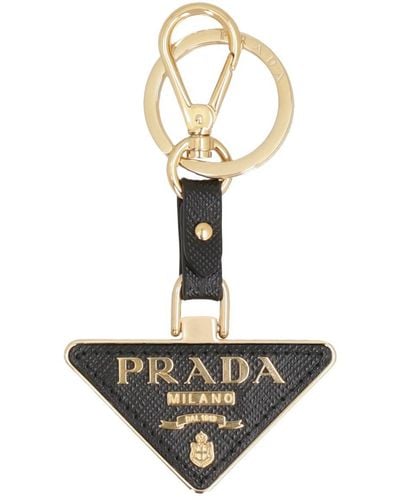 Prada Leather Keyring With Logo - White