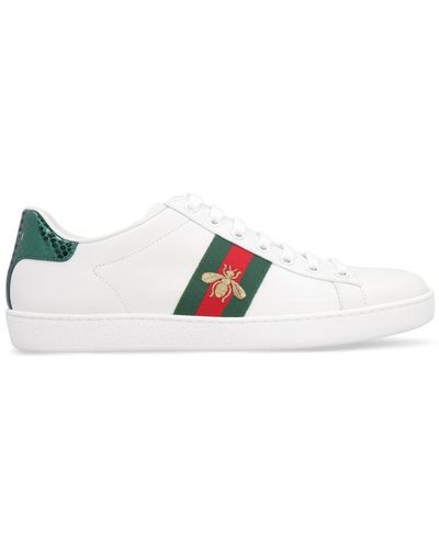 Gucci Ace Embroidered Leather Trainer - White