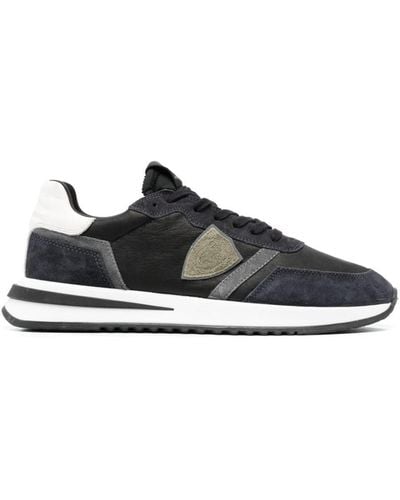 Philippe Model Tropez Calfskin Leather Sneakers With Logo - Black