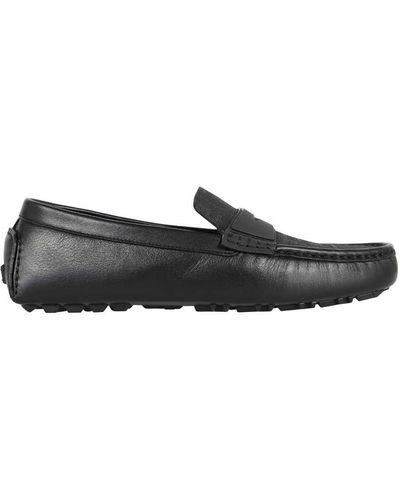 Fendi Driver Ff Leather Loafers - Black
